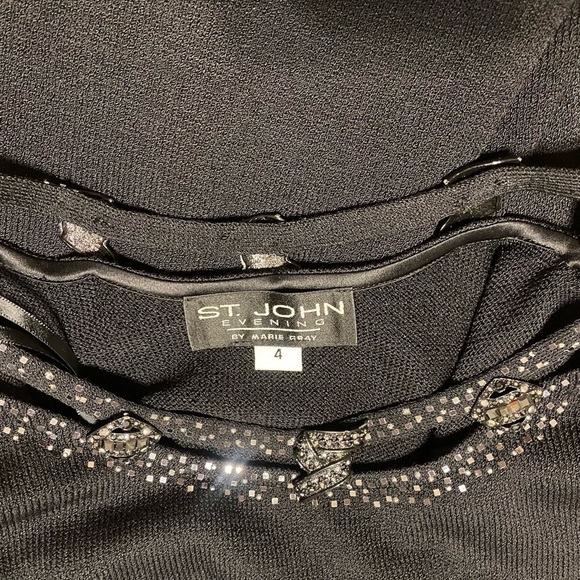 Vintage St John Evening by Marie Gray Formal Gown Knit Maxi Dress Black Sz 4 EUC - Picture 12 of 13